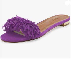 XYD Purple Fringe Slide Sandals Slip On Comfortable Slippers Solid Women Loafer